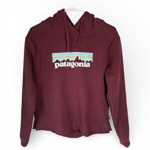 Patagonia Women’s Medium Logo Uprisal Hoodie Pullover Sweatshirt Plum Purple